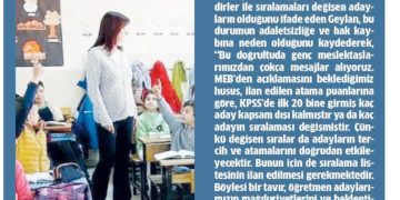 Sıralama Listeleri İlan Edilmeli – Milli Gazete