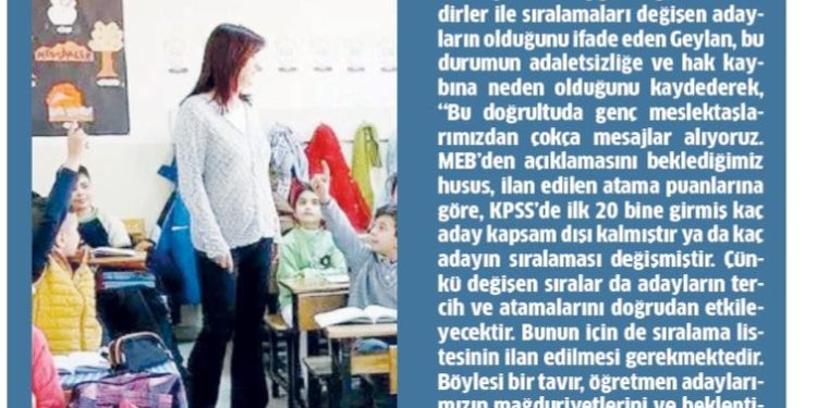 Sıralama Listeleri İlan Edilmeli – Milli Gazete